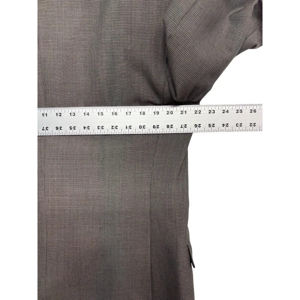 vtg Haggar 40L 34x32 Gray Graph Check Double Breasted 2pc Pant Suit USA Pleated